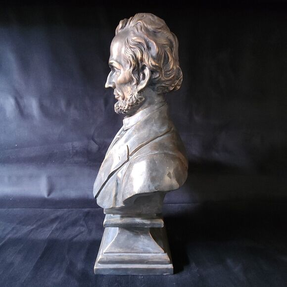 Vintage Bronze Resin Bust Of President Abraham Lincoln Tall Statue Sculpture - Picture 11 of 14